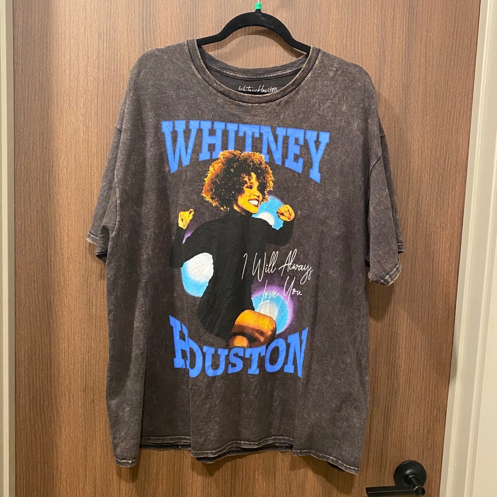 Whitney Houston Graphic T-Shirt XL "I Will Always Love You" Black Wash Slim Fit - Picture 3 of 11